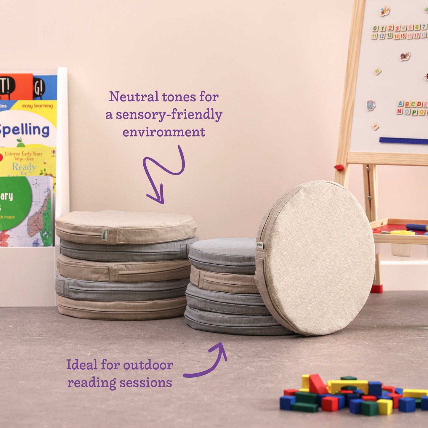 Neutral Round Classroom Grab & Go Cushion Set