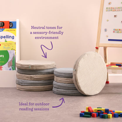 Neutral Round Classroom Grab & Go Cushion Set